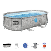 Bestway Power Steel Stacked Stone Swim Vista 4,27 x 2,5 x 1 m medence tartozékokkal