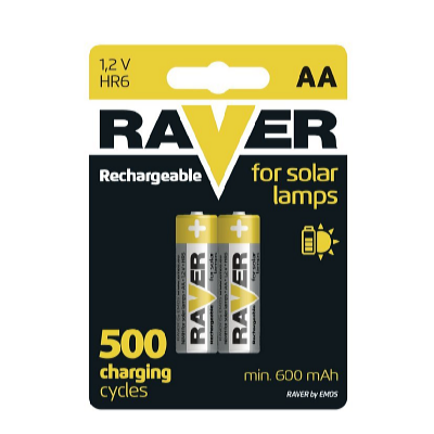 Raver NiMH AA (HR6) újratölthető akkumulátor napelemes lámpához 2db