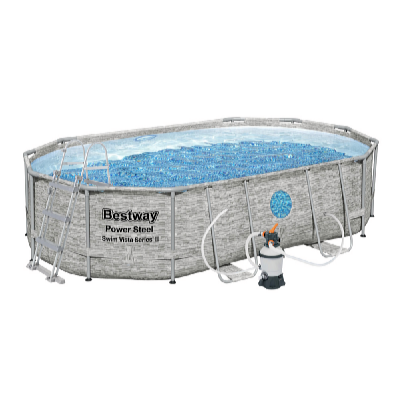 Bestway Power Steel Stacked Stone Swim Vista 4,88 x 3,05 x 1,07 m medence tartozékokkal