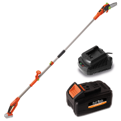 Profi Tools Akkumulátoros teleszkópos láncfűrész M0L-KT01-18 + Akkumulátor 20V 4Ah + Akkumulátor gyorstöltő