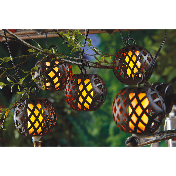 Garden King Napelemes LED fénylánc, 6 lámpa, meleg fehér SL-1013
