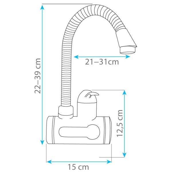 HomeLife WALL DIGITERM Flexi elektromos vízmelegítős csaptelep SDR-10C-3