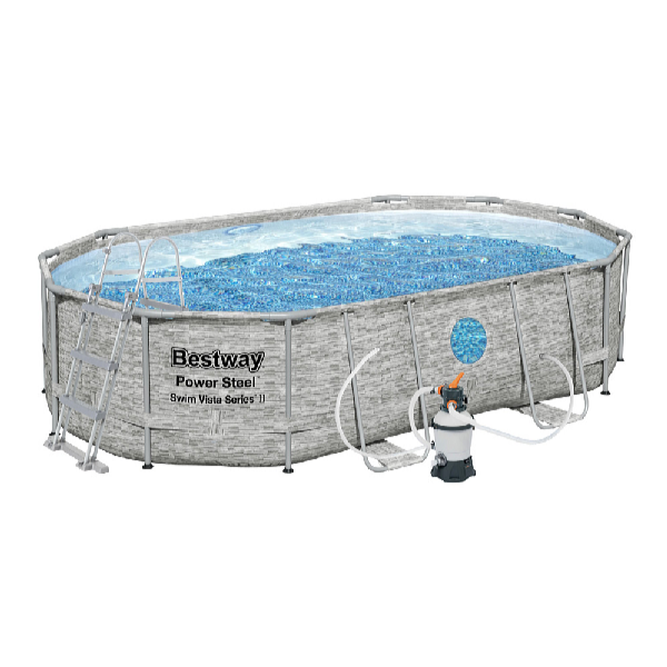 Bestway Power Steel Stacked Stone Swim Vista 4,88 x 3,05 x 1,07 m medence tartozékokkal