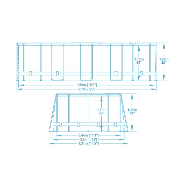 Bestway Power Steel Comfort Jet 6,1 x 3,66 x 1,22 m medence szett