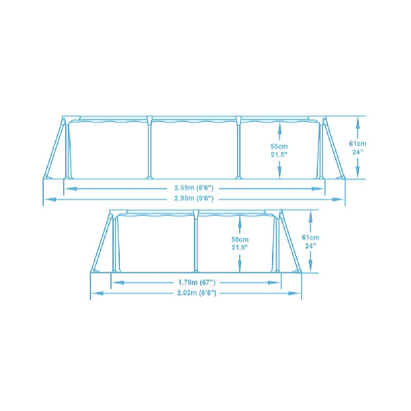 Bestway Steel Pro 2,59 x 1,70 x 0,61 m medence szűrő nélkül