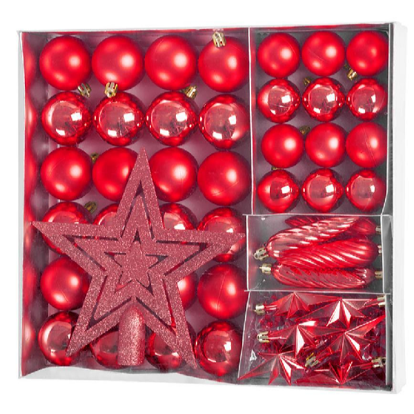 MagicHome Karácsonyi díszek készlete, 50 db piros