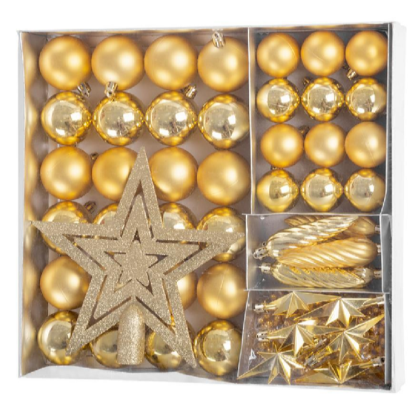 MagicHome Karácsonyi díszek készlete, 50 db arany